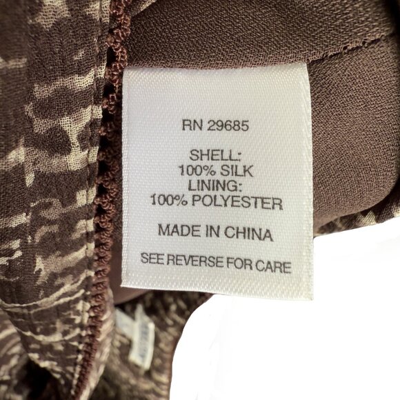 PENDLETON Brown & Cream Printed 100% Silk Pleated Skirt Women’s Size 14 - Picture 6 of 11